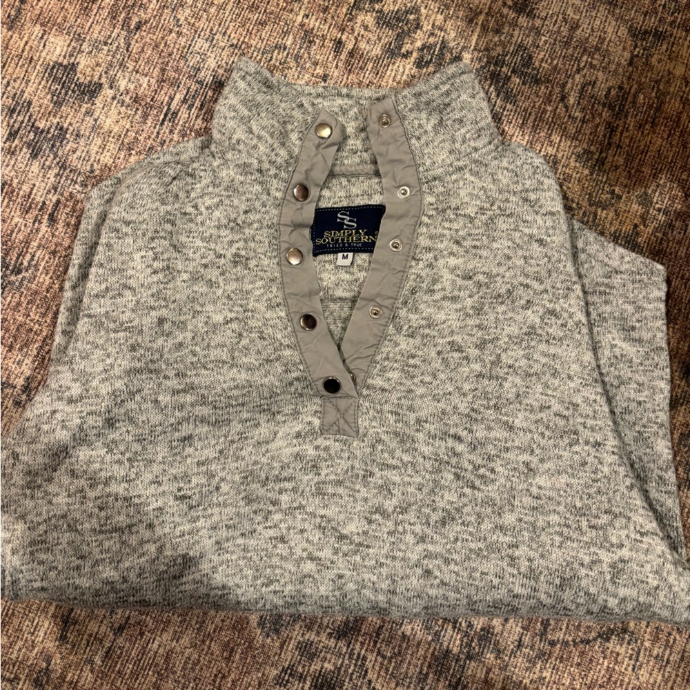 Simply Southern Heather Gray Zip-Up Sweater